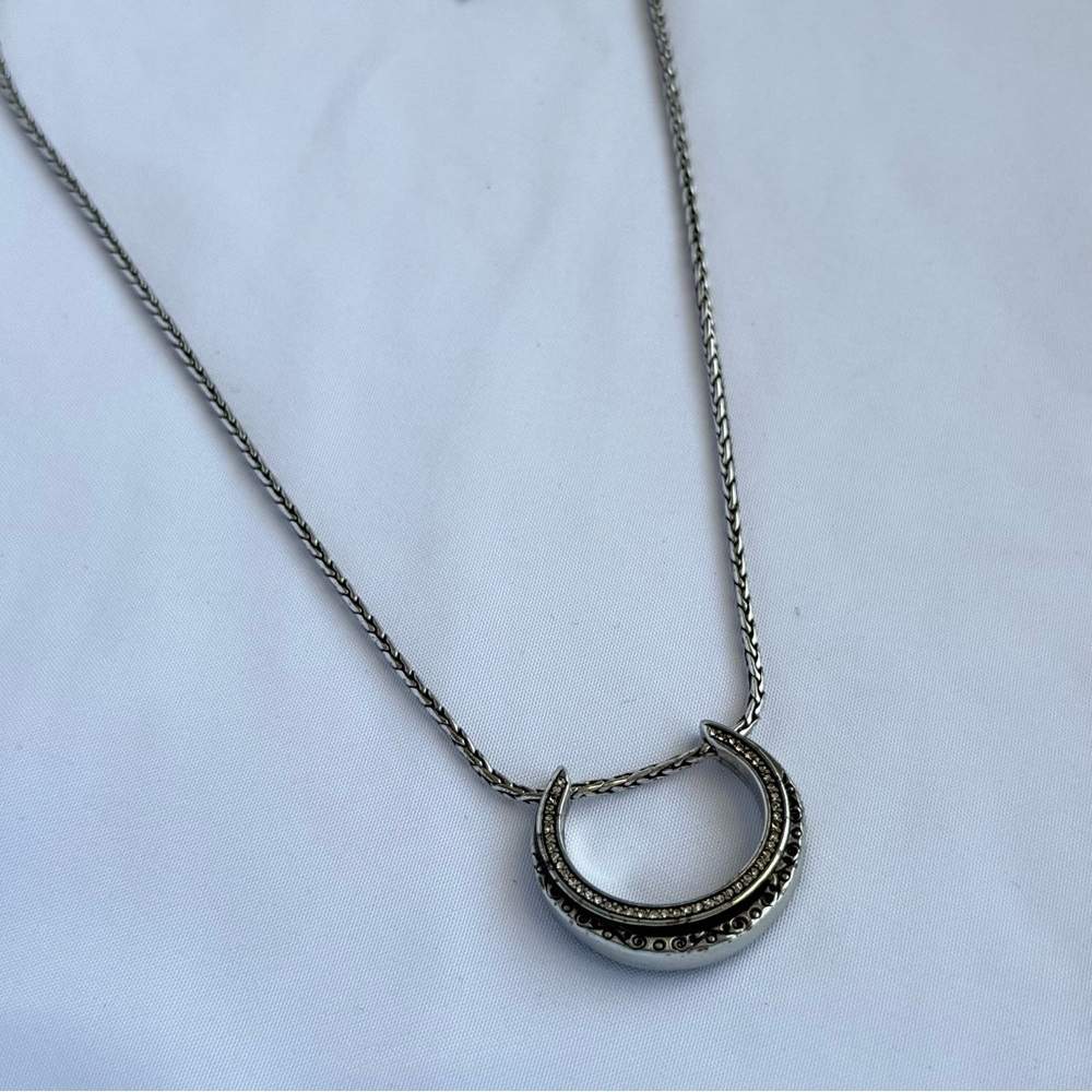Retired Brighton “Stardust” Elegant Silver Crescent Necklace